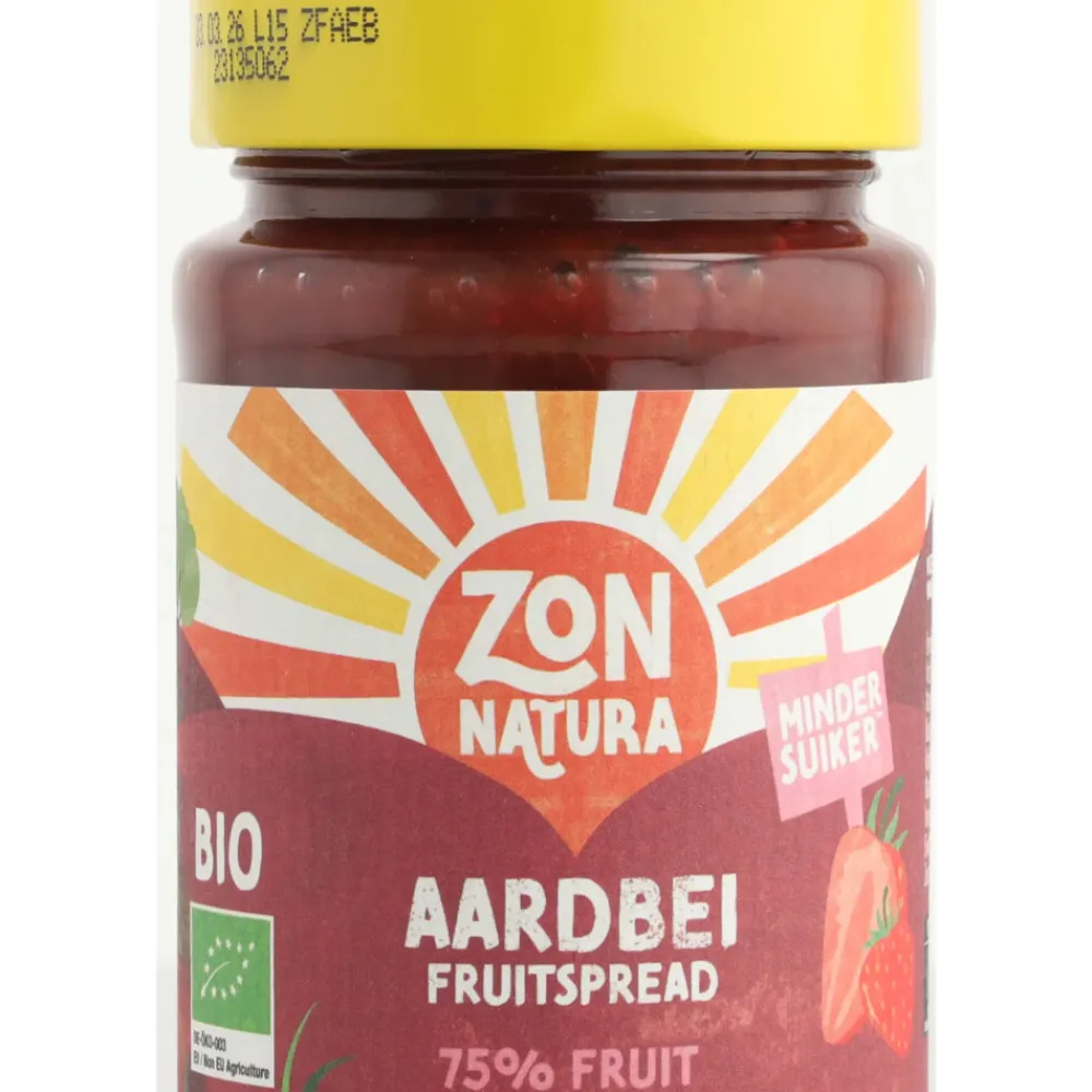 Siropen & Zoetstoffen|Beleg<Zonnatura 3x Fruitspread Aardbei Biologisch 250 gr