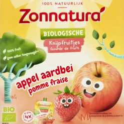 3x Knijpfruit Appel/Aardbei Biologisch 4 x 85 gr^Zonnatura Clearance