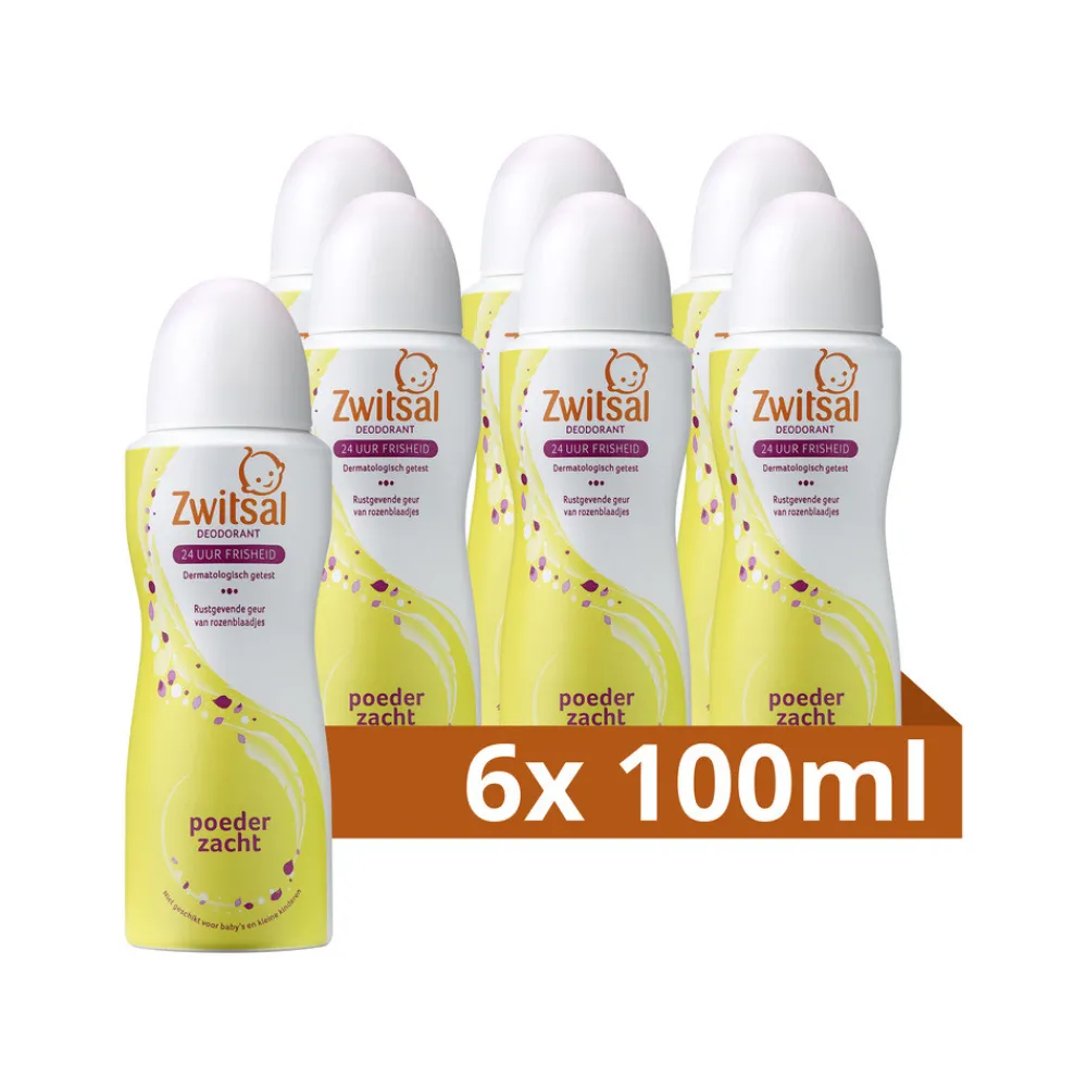 6x Deodorant Poederzacht 100 ml^Zwitsal