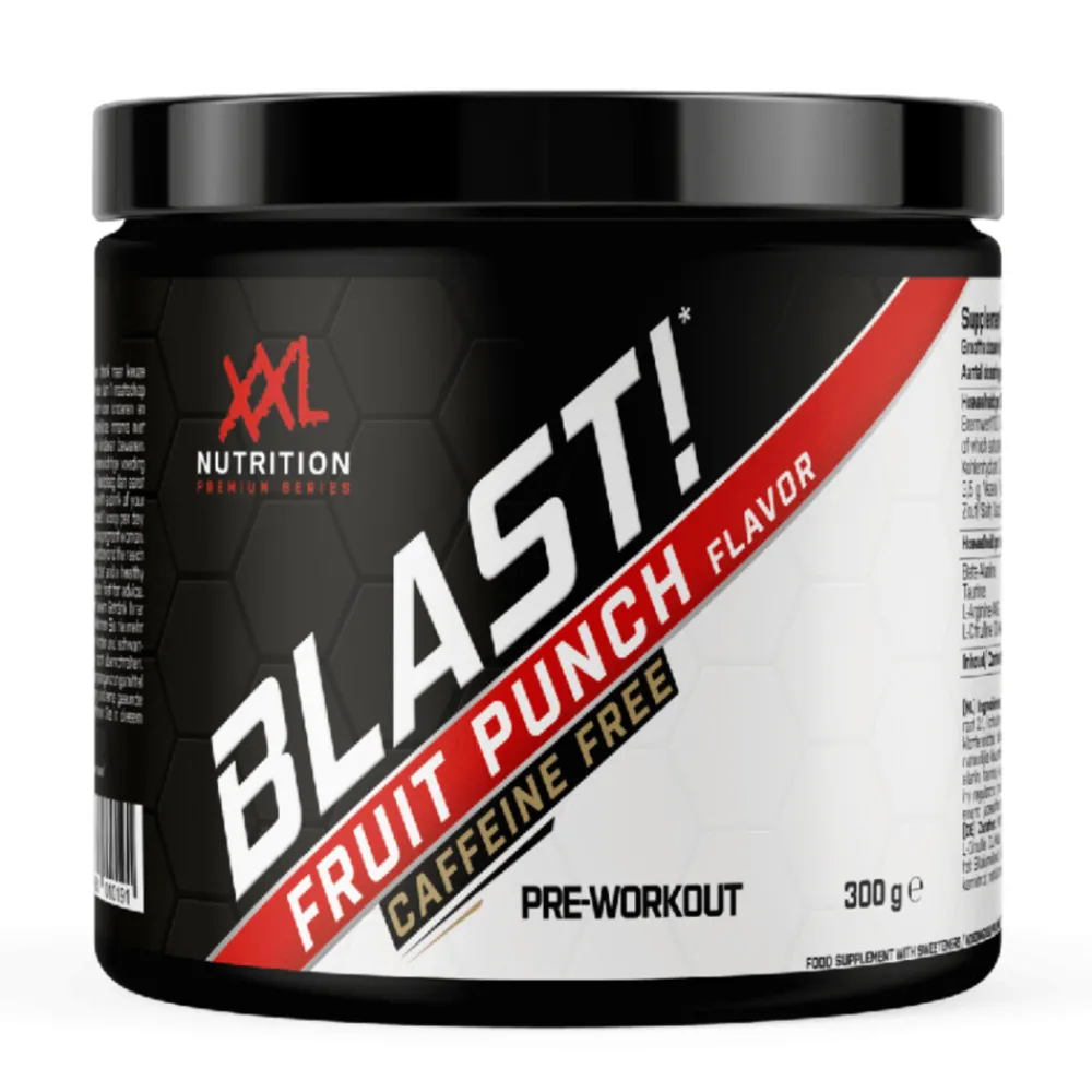 Clearance Blast Pre Workout Fruit Punch Cafeïnevrij 300 gr Sportvoeding & Drank