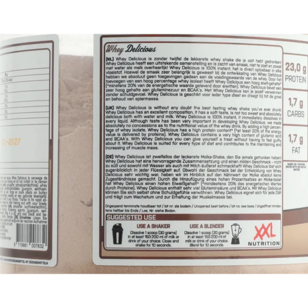 Whey Delicious Chocolade 450 gr^XXL Nutrition Discount