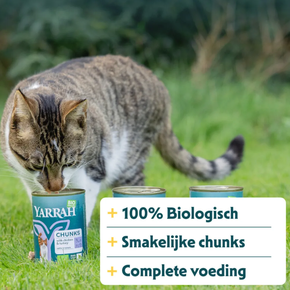 Bio Kattenvoer Chunks Kip & Kalkoen 405 gr^Yarrah Hot