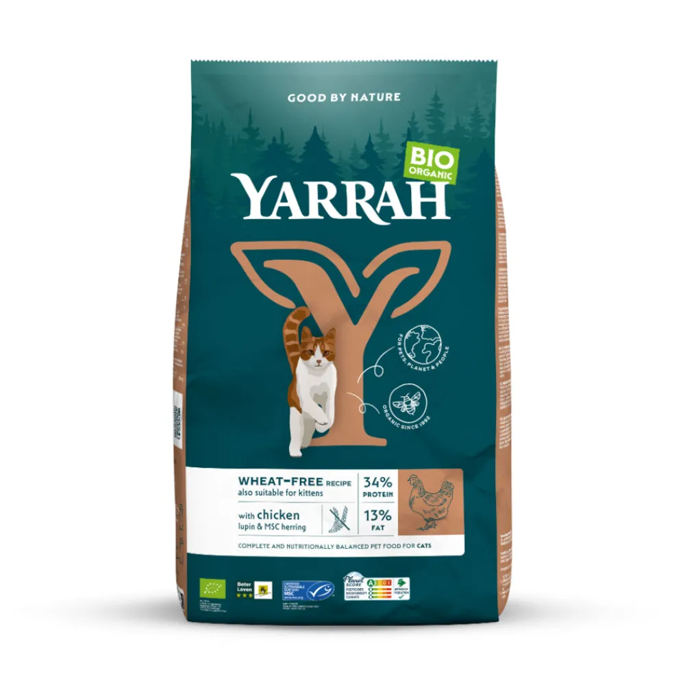 Kattenvoer<Yarrah Bio Kattenvoer Graanvrij Kip & Vis 800 gr