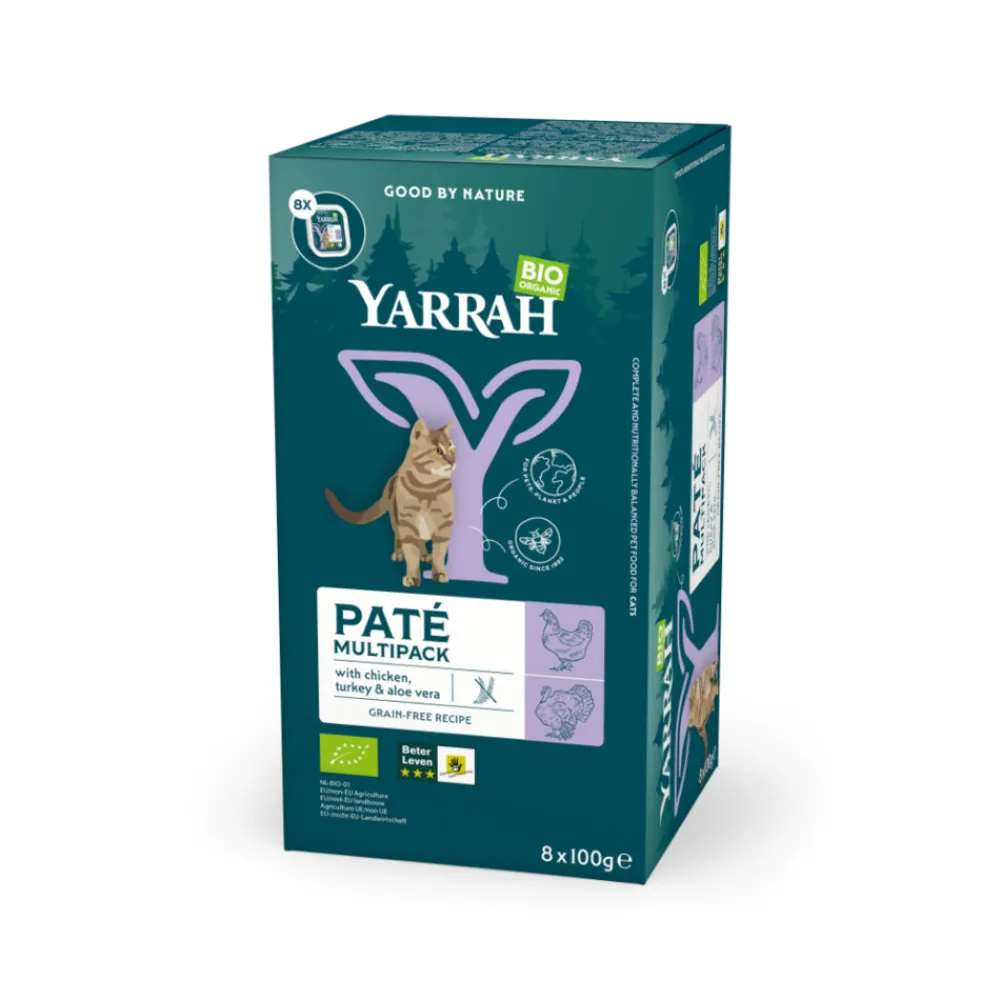 Bio Kattenvoer Multipack Paté Graanvrij Kip & Kalkoen 8 x 100 gr^Yarrah