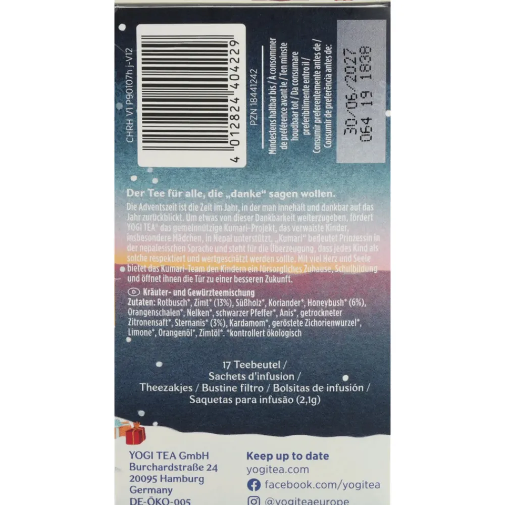 Thee<Yogi tea Christmas Biologisch 17 stuks