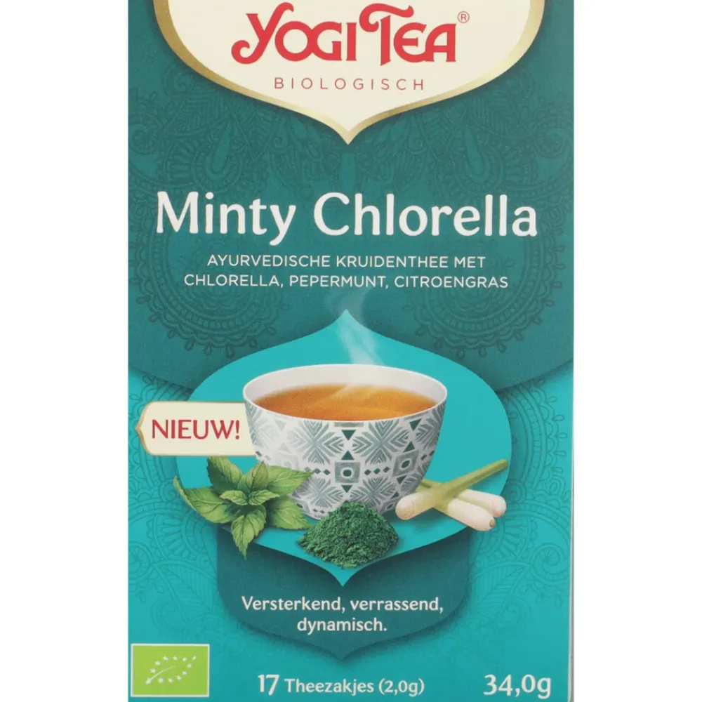 Thee<Yogi tea Minty Chlorella Biologisch 17 stuks