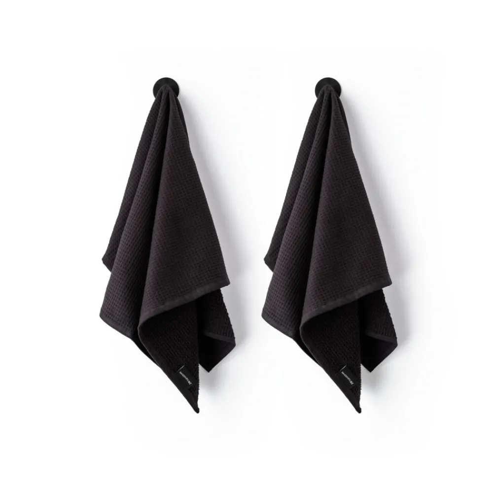 New Handdoek Gerecycled Katoen Antraciet 2 stuks Schoonmaakdoekjes