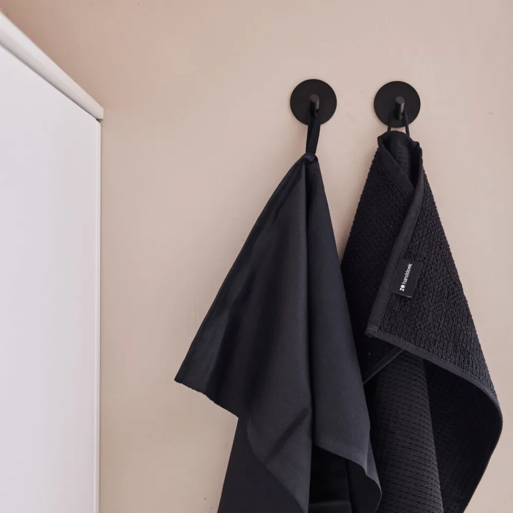 New Handdoek Gerecycled Katoen Antraciet 2 stuks Schoonmaakdoekjes