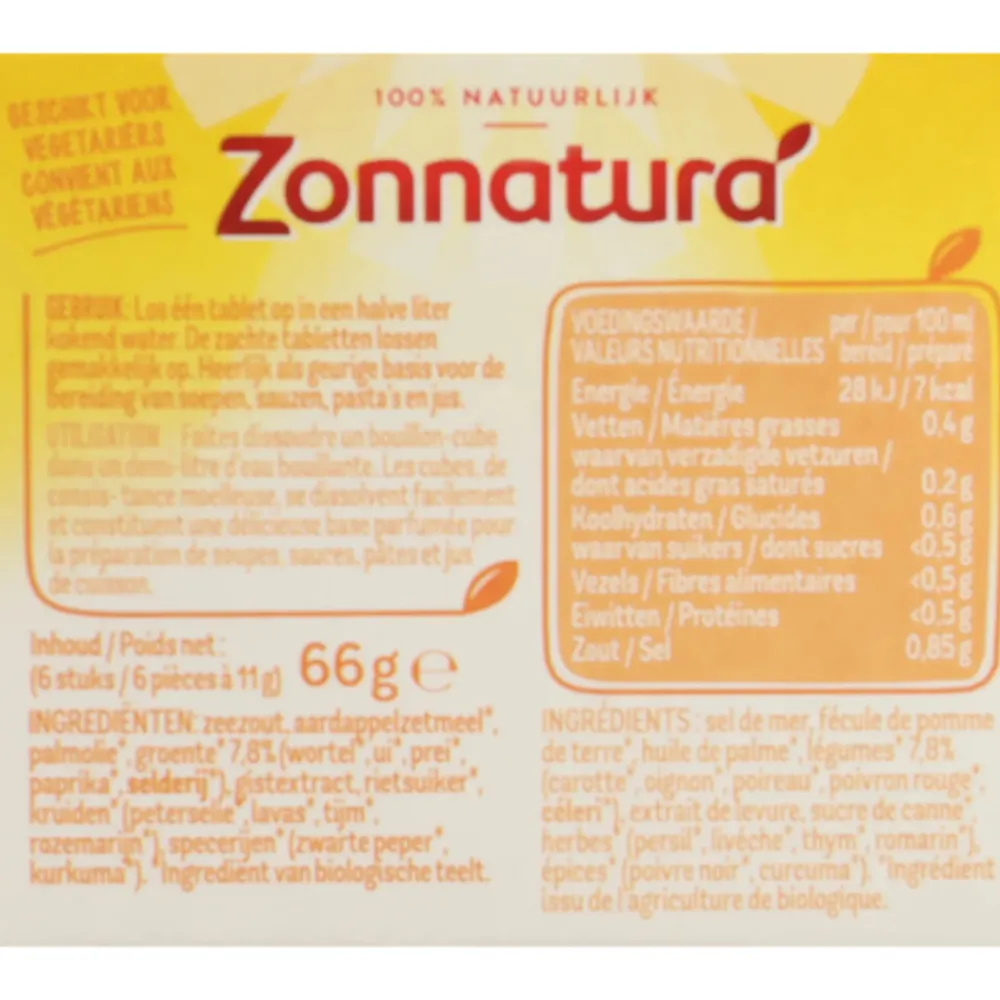 Soepen & Sauzen<Zonnatura Groentebouillon Tabletten Biologisch 6 x 11 gr